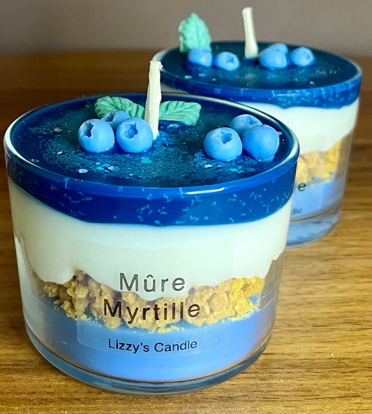 Bougie gourmande - Cheesecake Mûre Myrtille - 170 g net